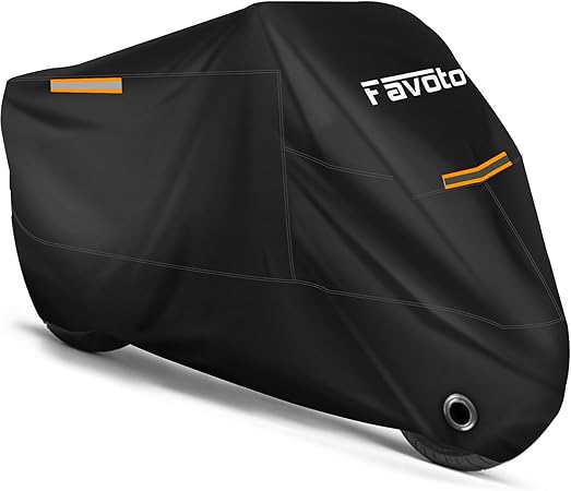 Favoto Motorcycle Cover Reflective Stripe Waterproof Outdoor Protection All Seas