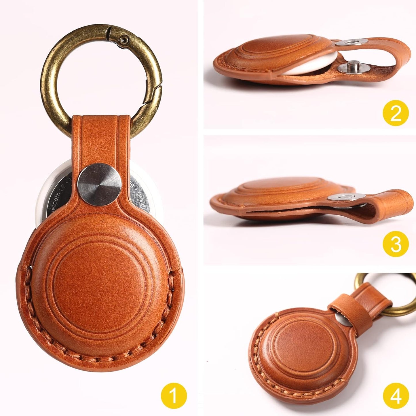 Genuine Leather Airtag Holder Suitable for Apple Airtag Keychain Leather, Small